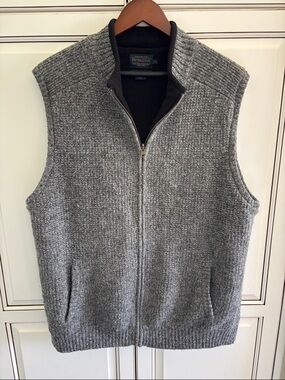 Pendleton Wool Knit Sweater Vest Fleece Lined Full Zip Washable Wool Men’s XXL